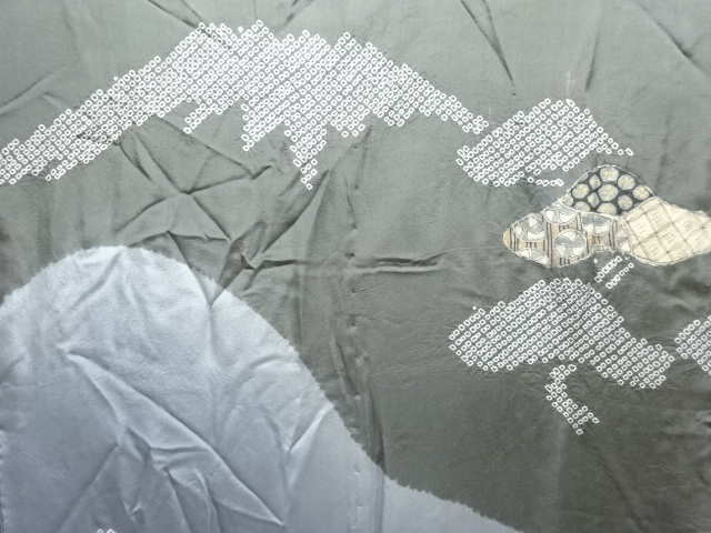  アンティーク　絞り笠松に古典柄男物長襦袢